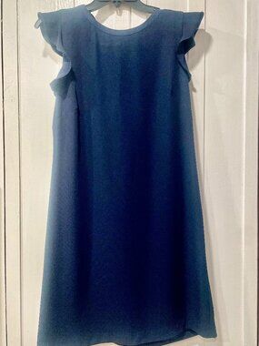 LOFT Navy Blue Flutter Sleeve Dress w/ Tie Back At Back – Size 2 | Work to Party